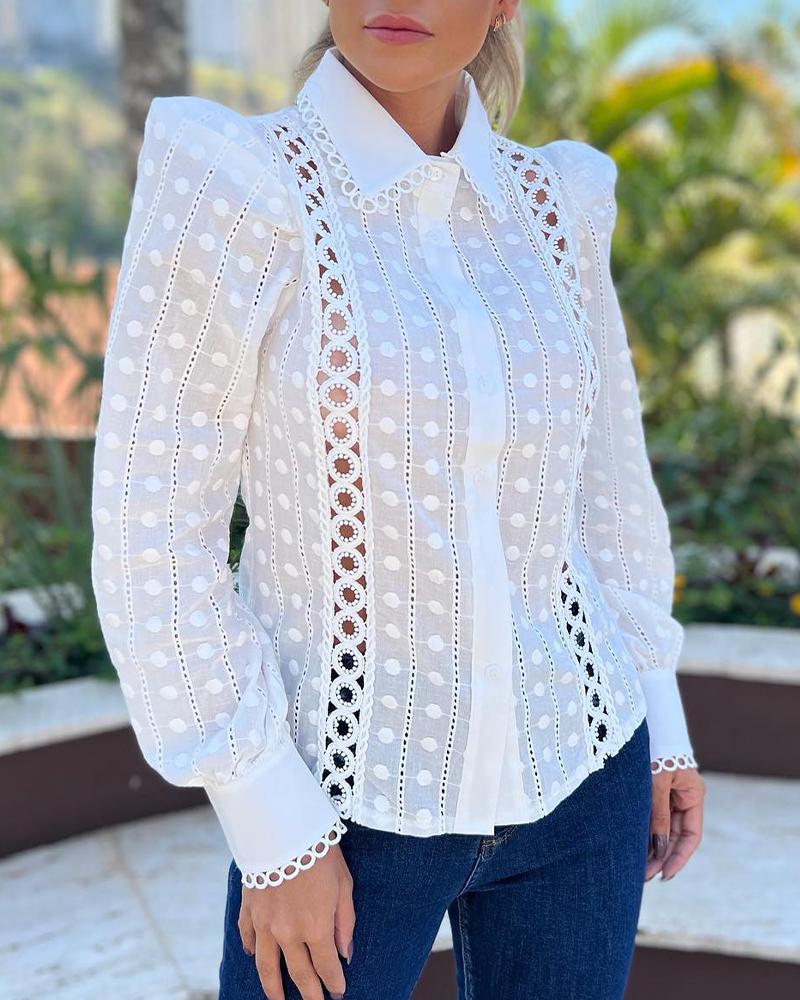 

Puff Sleeve Button Down Shirt, White