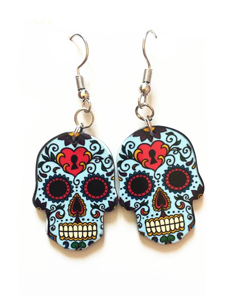 

1Pair Halloween Skull Shaped Drop Earrings, Style2