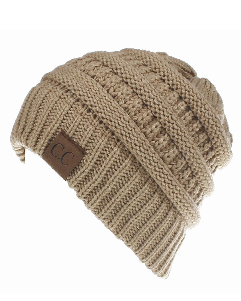 

Letter Pattern Warm Winter Multifunctional Beanie Hat, Khaki