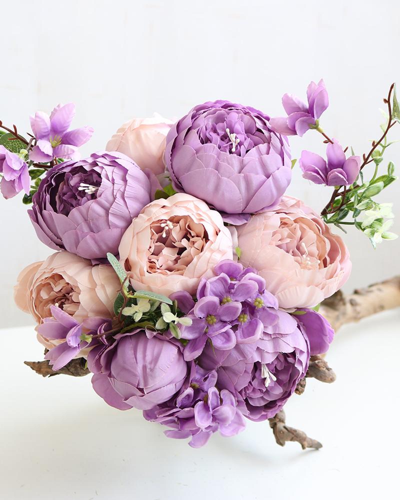 

Artificial Peonies Flowers Faux Peony Bouquet Outdoor Flower Arrangement Wedding Table Centerpiece Decorations, Light purple