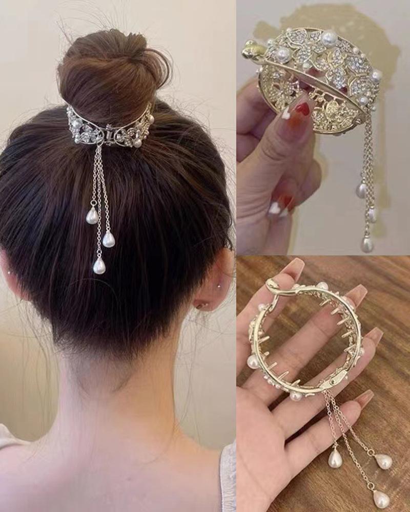 

1pc Rhinestone Butterfly Wings Tassel Design Hair Clip, White