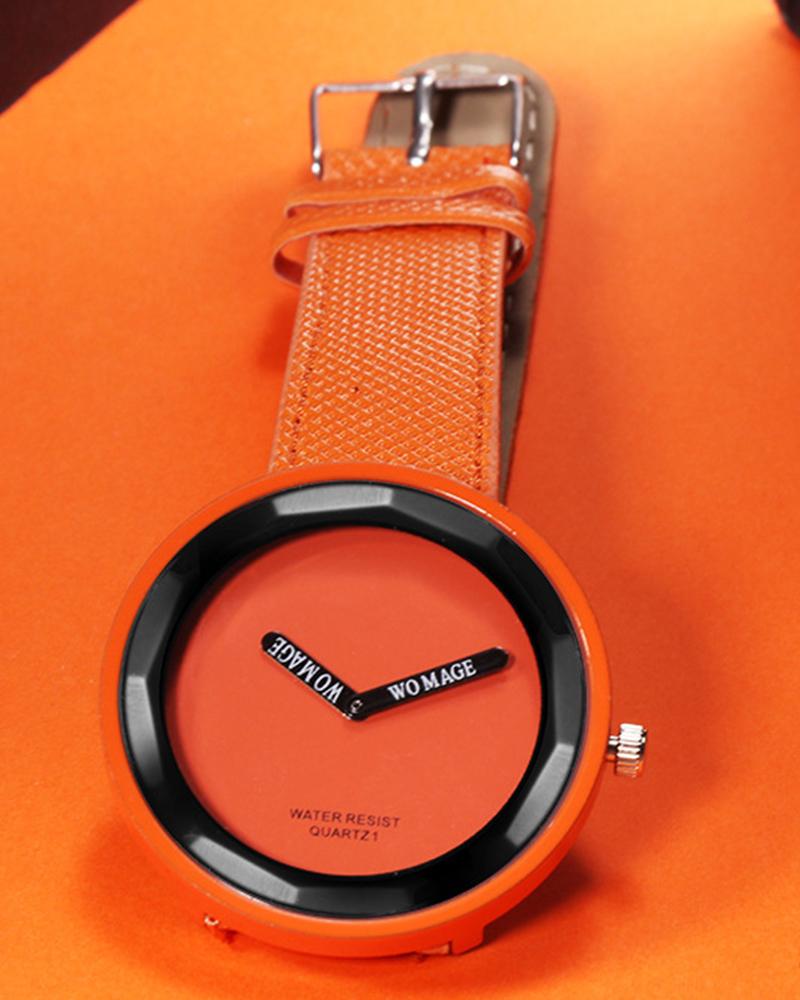 

Large Dial Trendy Casual Watch, Orange