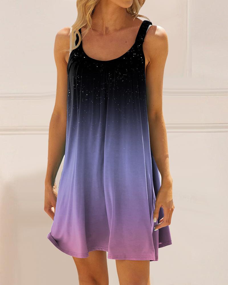 

Ombre Sleeveless Casual Swing Dress, Purple