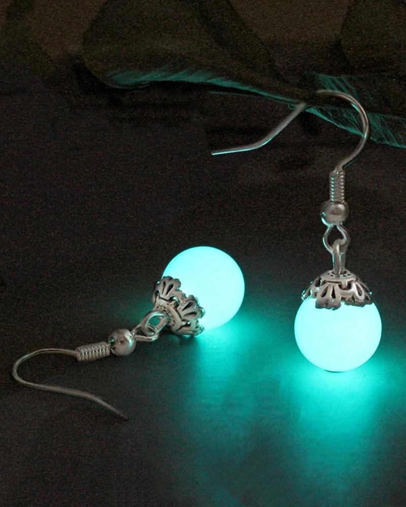 

1Pair Halloween Luminous Beaded Drop Earrings, Lighted blue