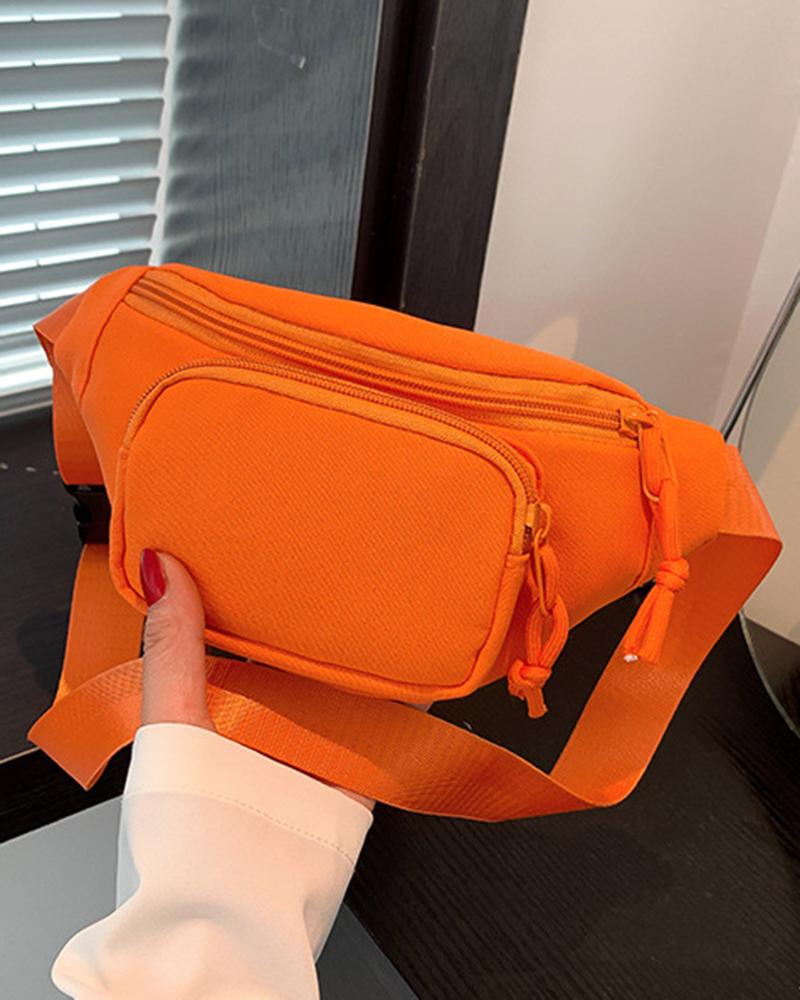 

Zipper Design Trendy Crossbody Shoulder Bag, Orange