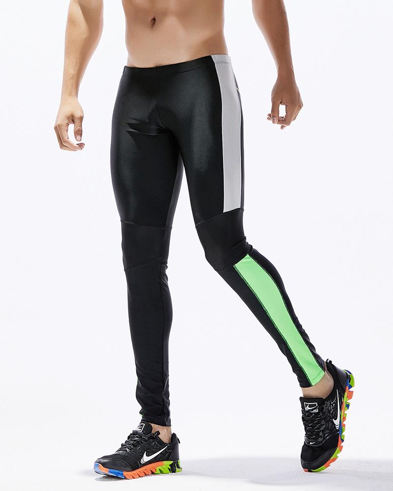 

Men Colorblock Skinny Yoga Leggings, Black