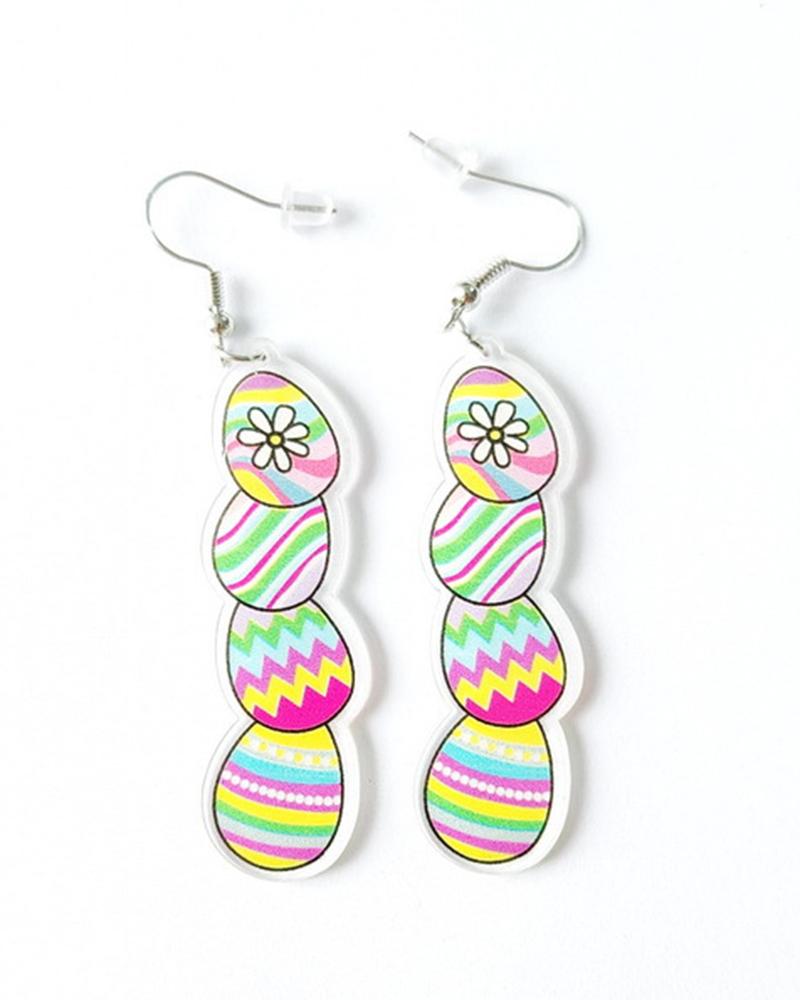 

1Pair Easter Egg Cartoon Cute Bunny Drop Hook Earrings, Pink