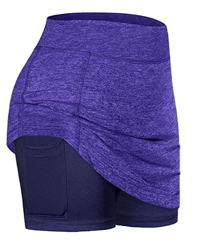 

Pocket Design Active Skorts Fitness Workout High Waist Yoga Skorts, Purple
