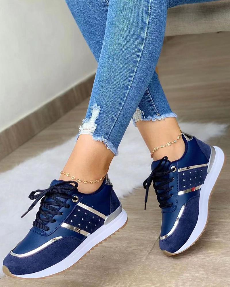 Contrast Paneled Lace-up Sneakers