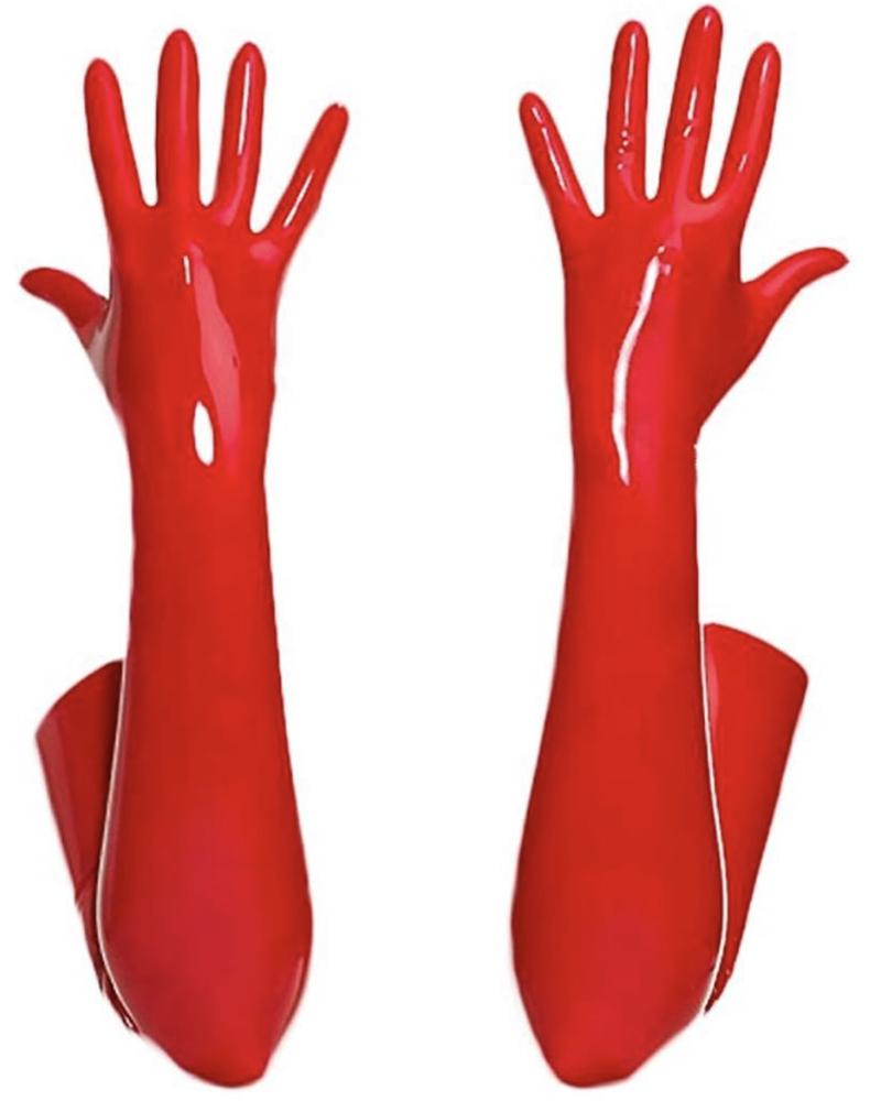 

Plain PU Leather Punk Gloves, Red