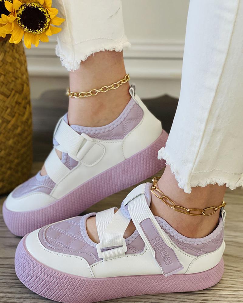 

Velcro Colorblock Quilted Muffin Sneaker, Purple