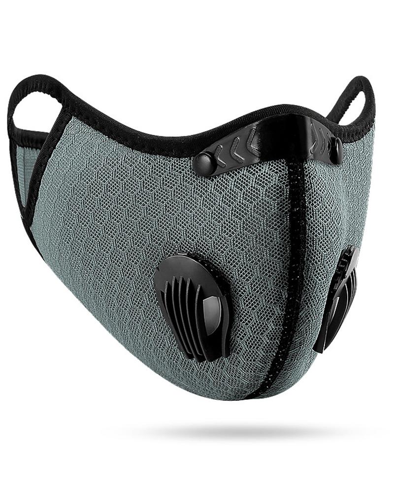 

Solid Breathing Washable 2 Valves Face Mask (1 filters as gift), Gray