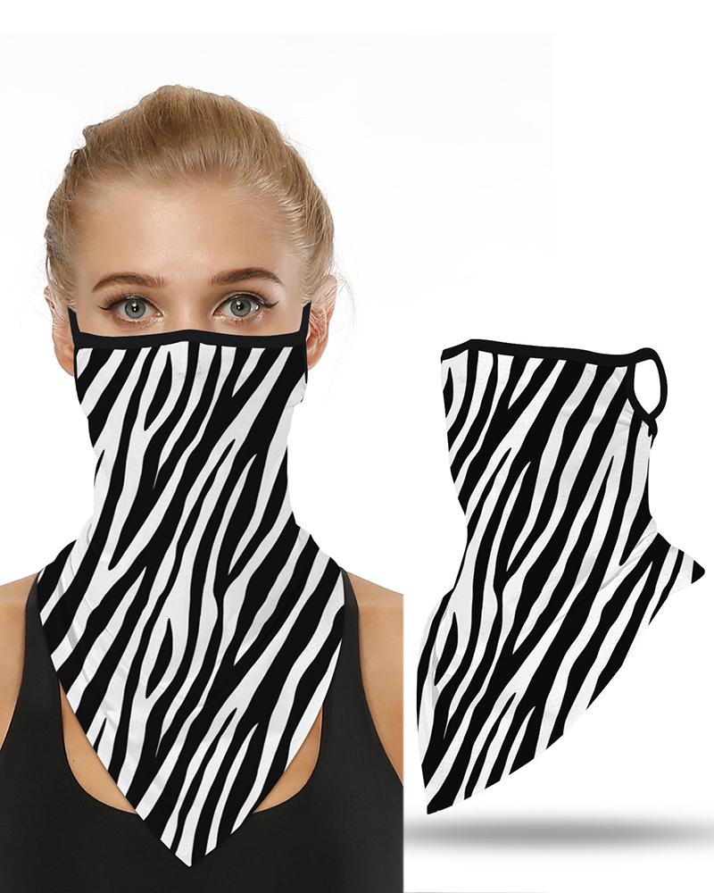 

Zebra Print Breathable Ear Loop Face Cover Windproof Motorcycling Dust Outdoors, Black