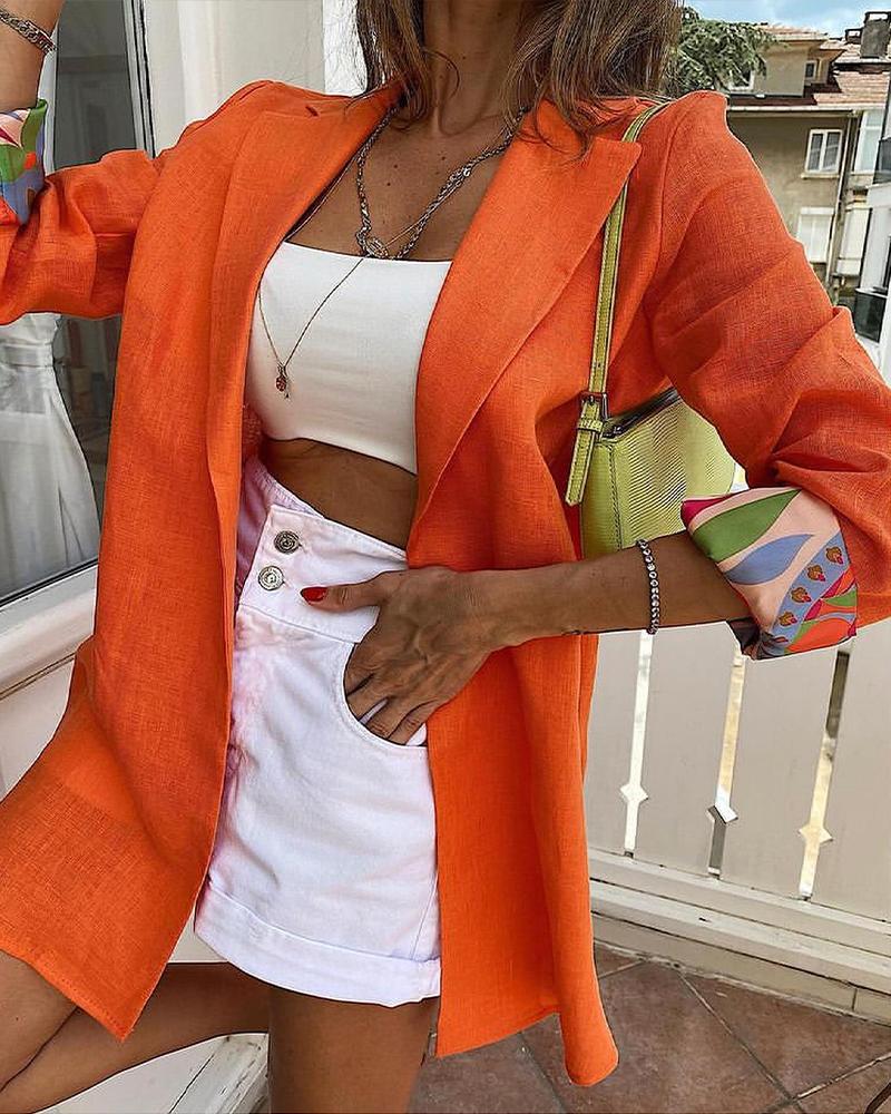 

Long Sleeve Lapel Collar Blazer, Orange