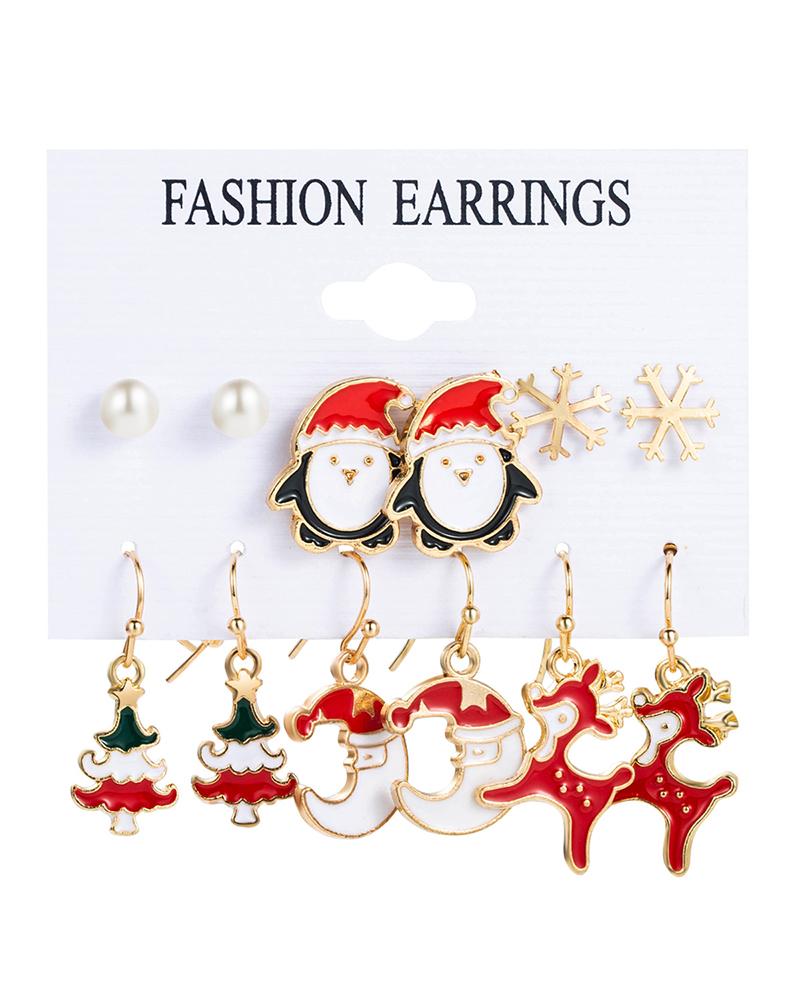 

6Pairs Christmas Cartoon Graphic Earrings Set, Style4