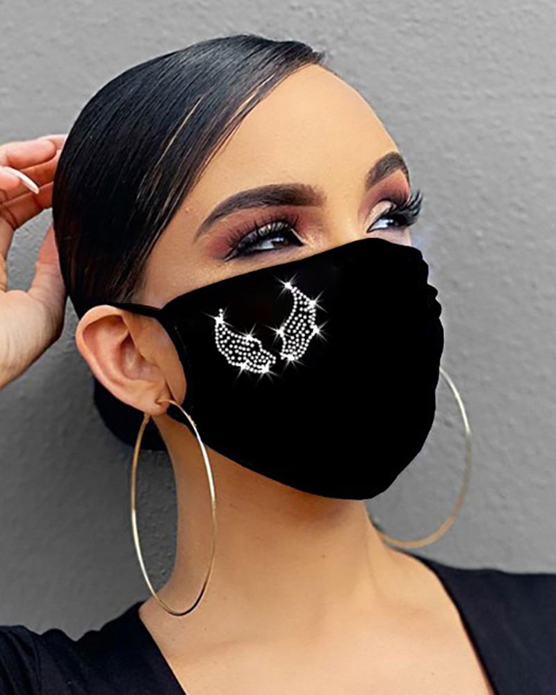 

Rhinestone Decor Earloop Face Mask, Style5