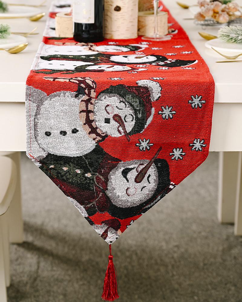 

1pc Christmas Table Runner Seasonal Winter Holiday Kitchen Dining Table Decoration Indoor Outdoor Home Party Supplies, Style1