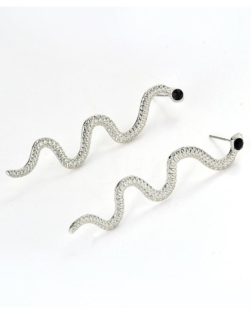 

1Pair Snake Shaped Earrings, Silver