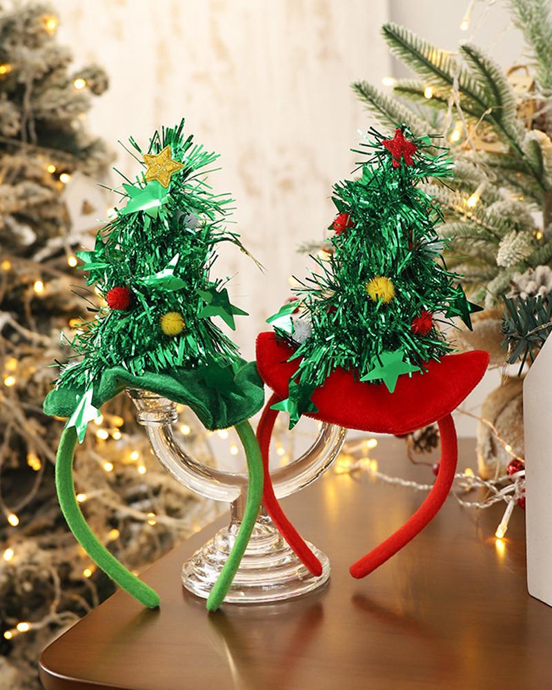 

1pc Christmas Tree Decor Headband Hair Accessories Christmas Party Cosplay Headpiece Xmas Gift, Red
