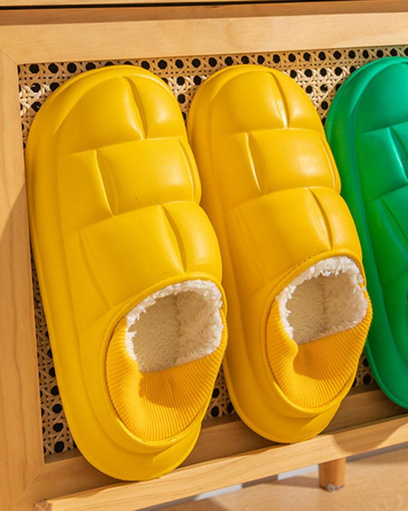

Quilted Lined Round Toe Slippers, Yellow