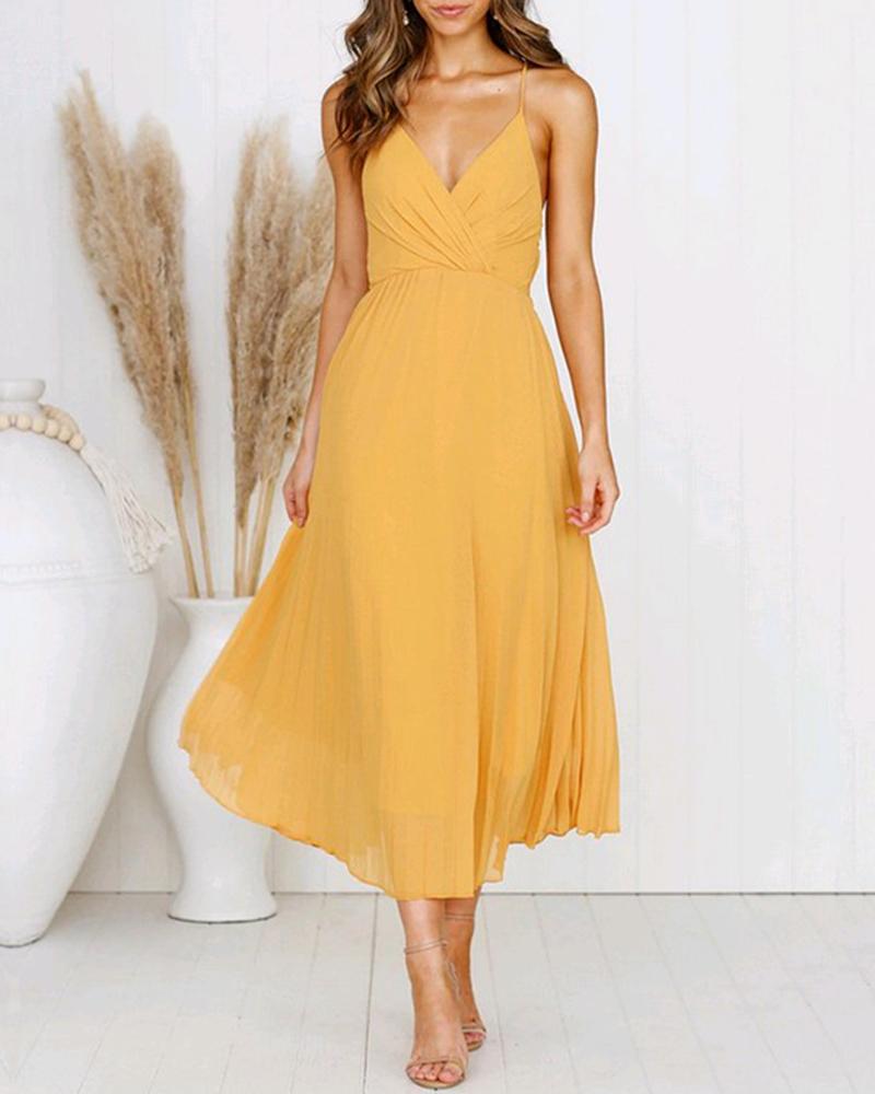 

Fit & Flare Midi Cami Dress, Yellow