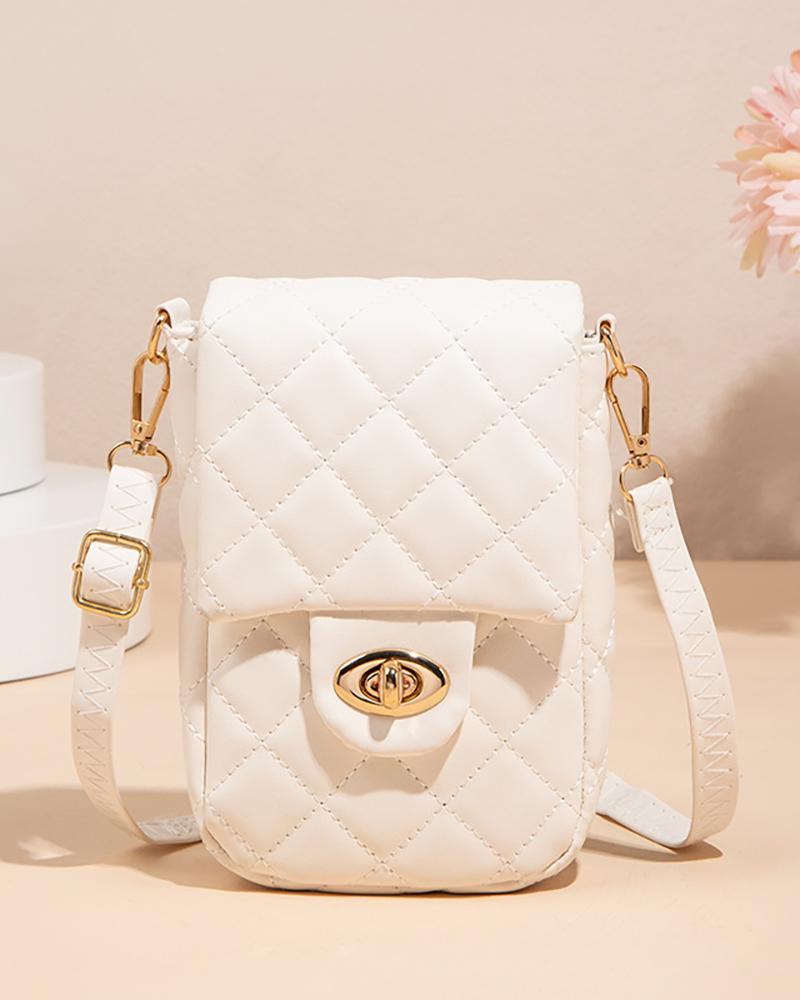 

Quilted Twist Lock Shoulder Bag, White