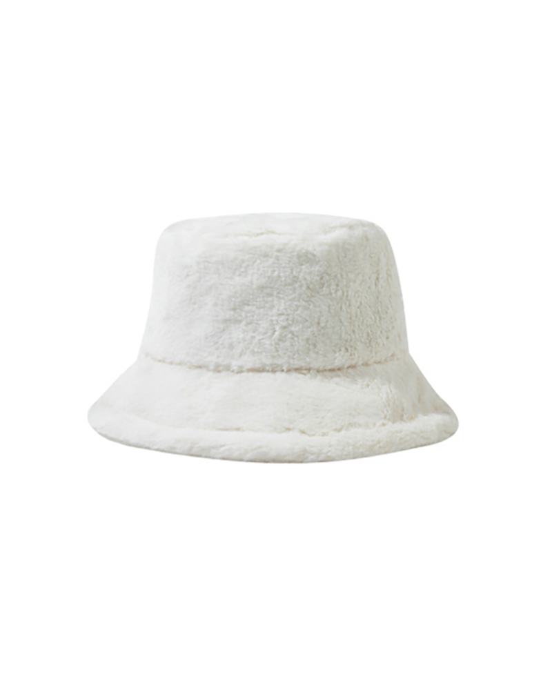

Casual Faux Fur Bucket Hat, White