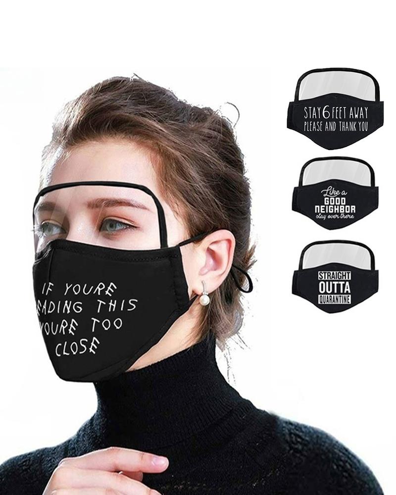 

Letter Print Breathable Outdoor Face Protective Face Mask With Eyes Shield, Style1