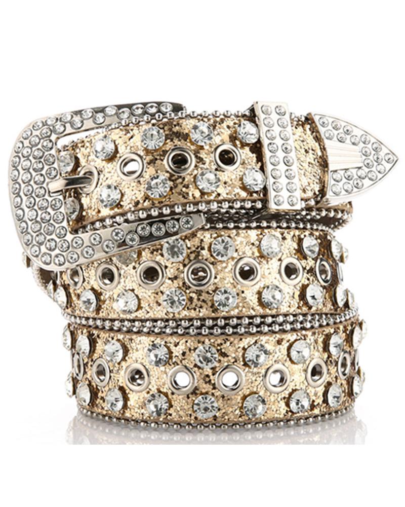 

Studded Rhinestone Eyelet Buckled Fashionable Party Wedding Gift Blet, Yellow