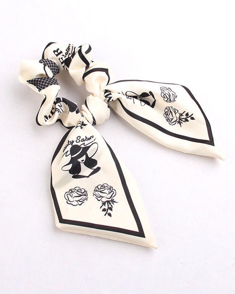 

1pc Floral Figure Print Scrunchie Scarf, White