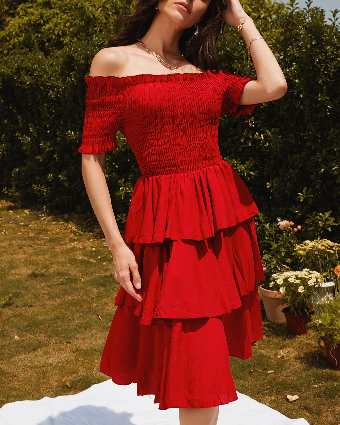 

Mommy & me Off Shoulder Layered Ruffles Dress, Style2