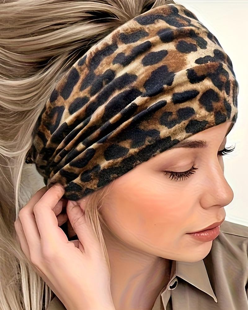 

Leopard Print Yoga Workout Wide Headband Fashion Knotted Hair Band