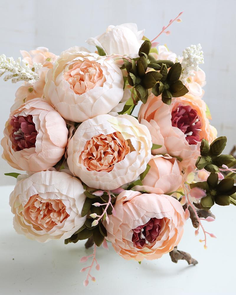 

Artificial Peonies Flowers Faux Peony Bouquet Outdoor Flower Arrangement Wedding Table Centerpiece Decorations, Light pink