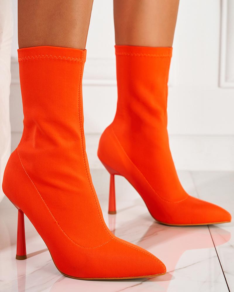 

Point Toe Stiletto Heel Boots, Orange