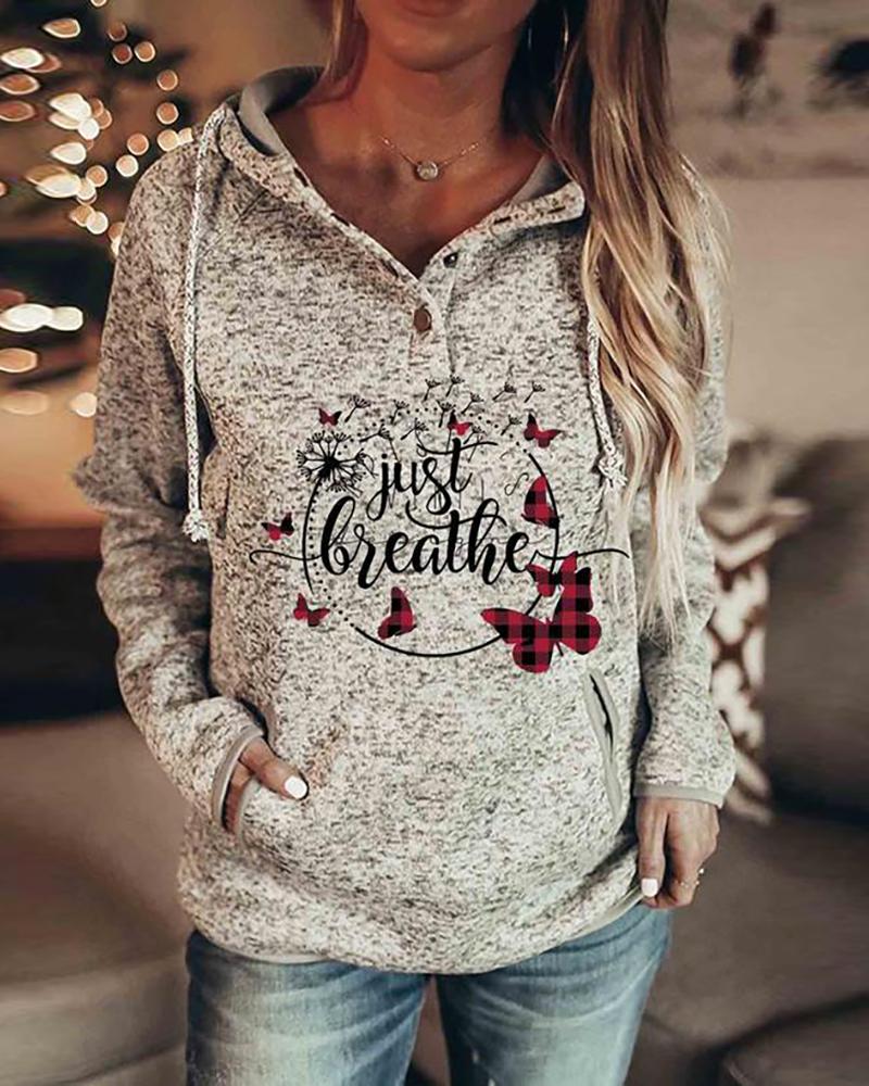 

Christmas Letter / Tree / Butterfly Print Casual Hooded Top, Style3