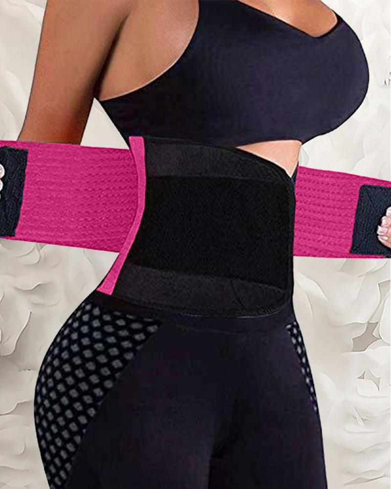 

Colorblock High Elastic Skinny Sporty Corset, Red