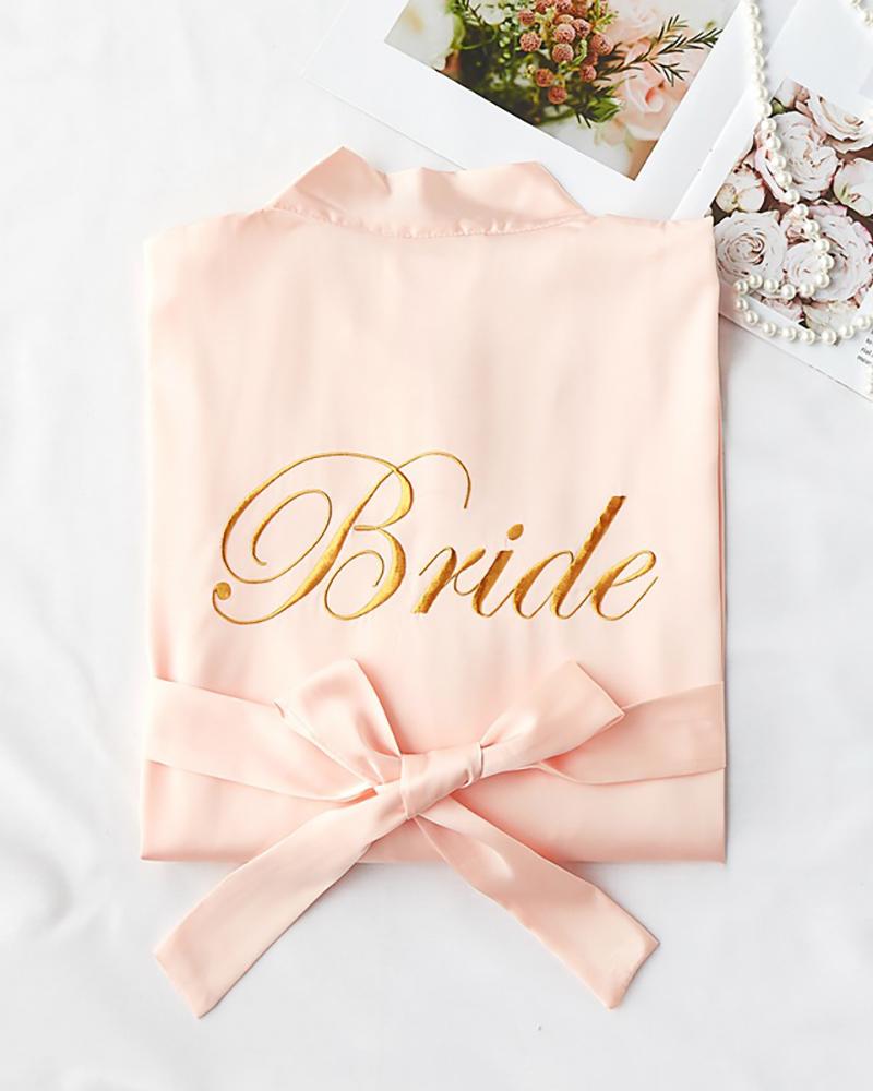 

Letter Print Wedding Robes For Bridesmaids, Light pink
