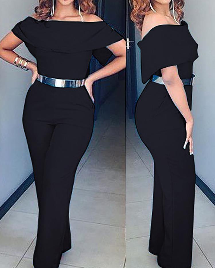 

Sexy Off Shoulder Casual Jumpsuit, Black