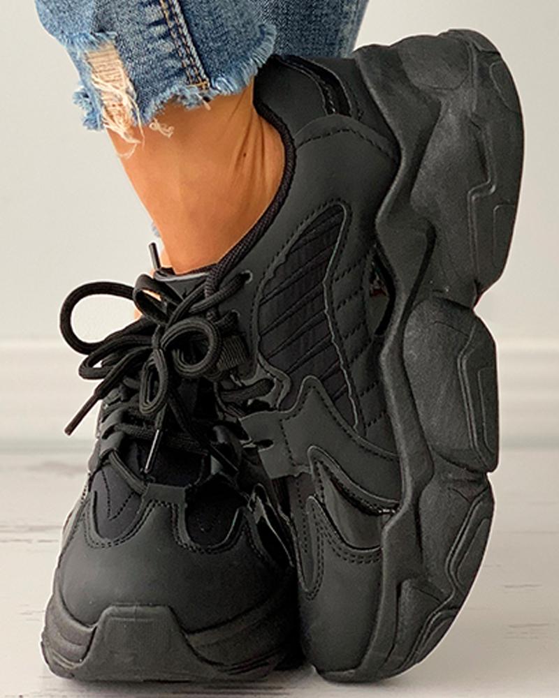 

Lace-up Front Chunky Sole Sneaker, Black