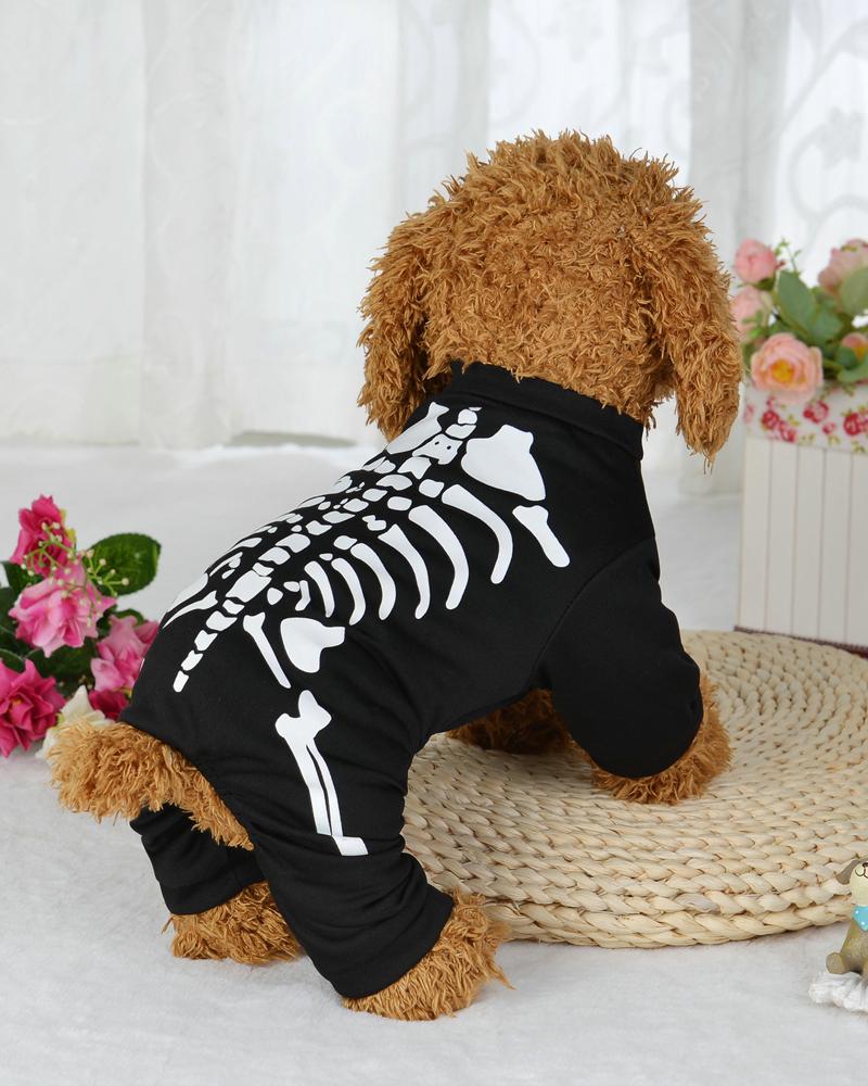 

Halloween Pet Skeleton Costumes Kitten Puppy Costume Apparel Halloween Party Cosplay Decoration Photo Props Accessories, Black