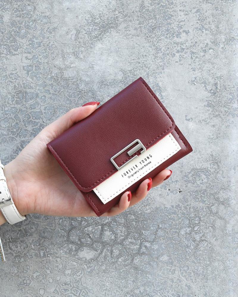 

Colorblock Credit Card Wallet, Wine red