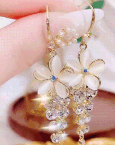 

1 Pair Rhinestone Tassel Floral Pattern Hoop Earrings, Gold