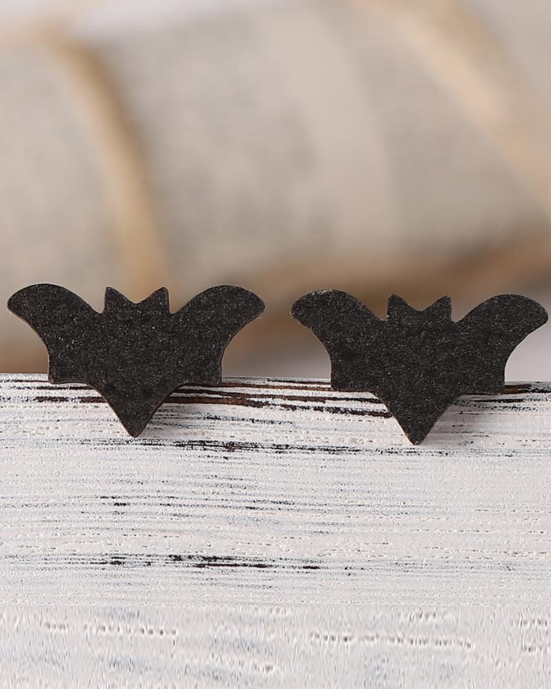 

1Pair Halloween Bat Ghost Pumpkin Cartoon Stud Earrings, Black
