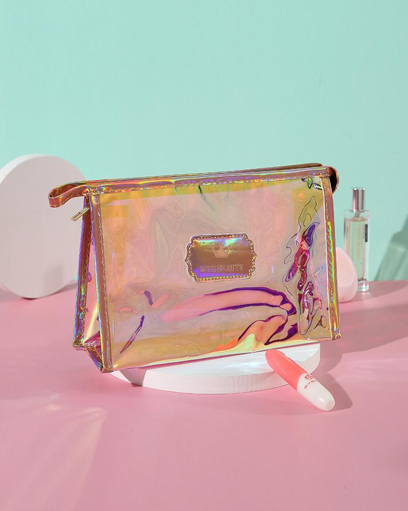 

Holographic Makeup Bag Portable Cosmetic Beauty Travel Pouch Waterproof Iridescent Makeup Organizer, Style4