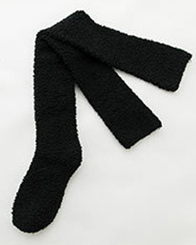 

1Pair Over The Knee Fuzzy Winter Thermal Socks, Black