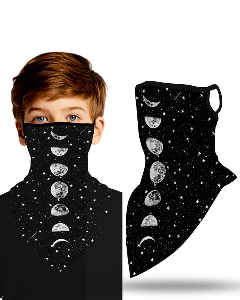 

Moon Star Print Breathable Ear Loop Face Cover Windproof Outdoors, Black