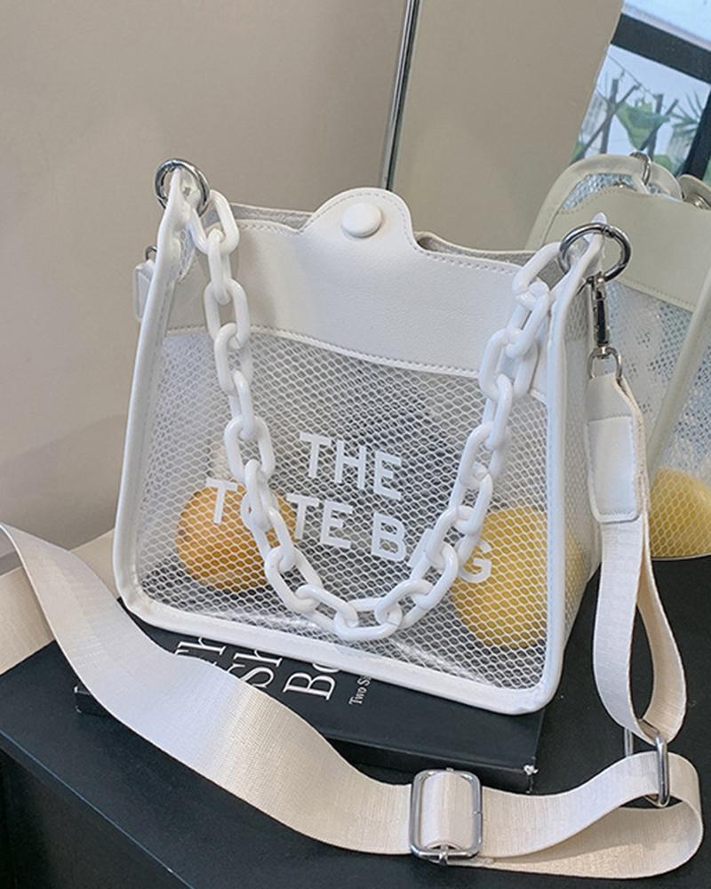 

Hollow Out Handbag Large Capacity Tote Bag, Beige