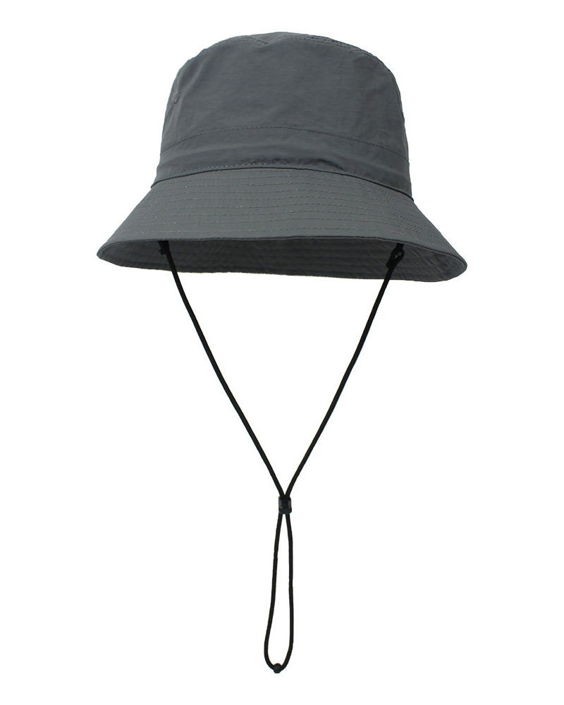 

Outdoor Bucket Sun Protect Hat With Adjustable Drawstring, Dark grey