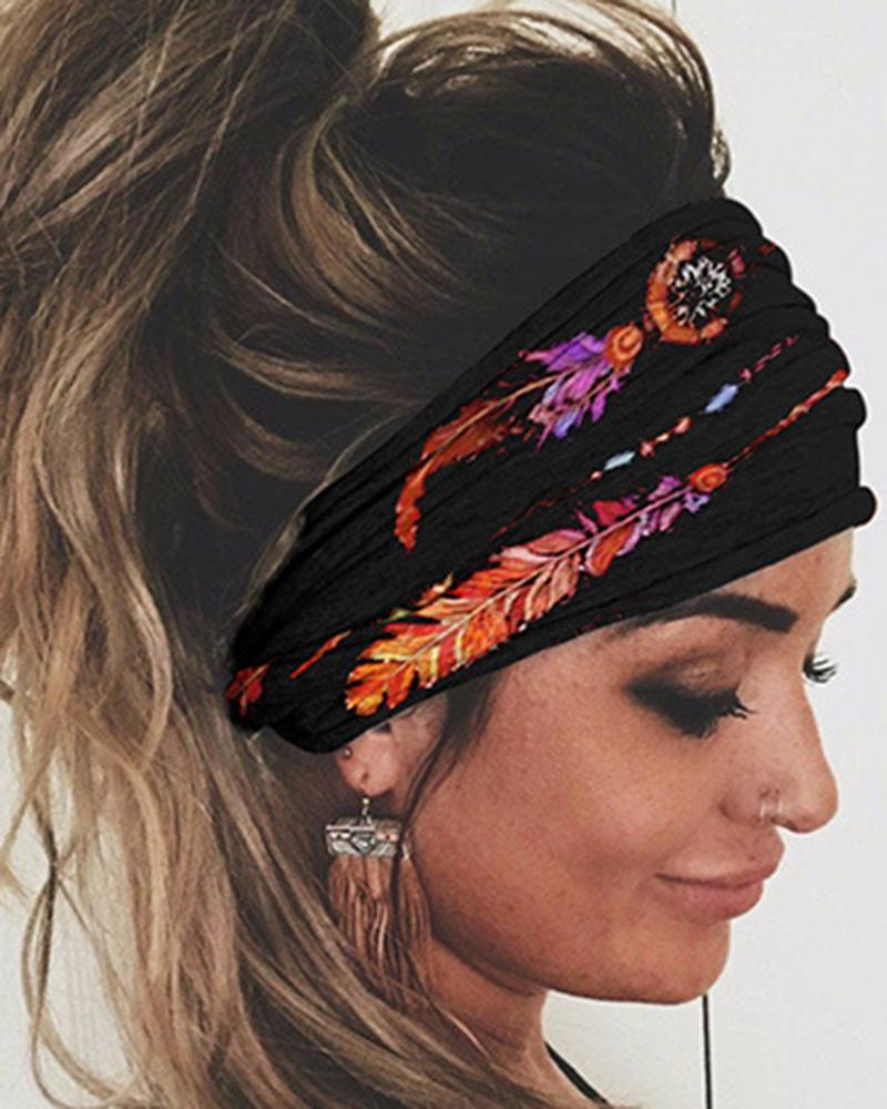 

Paisley Scarf Wide Yoga Sports Headband, Black