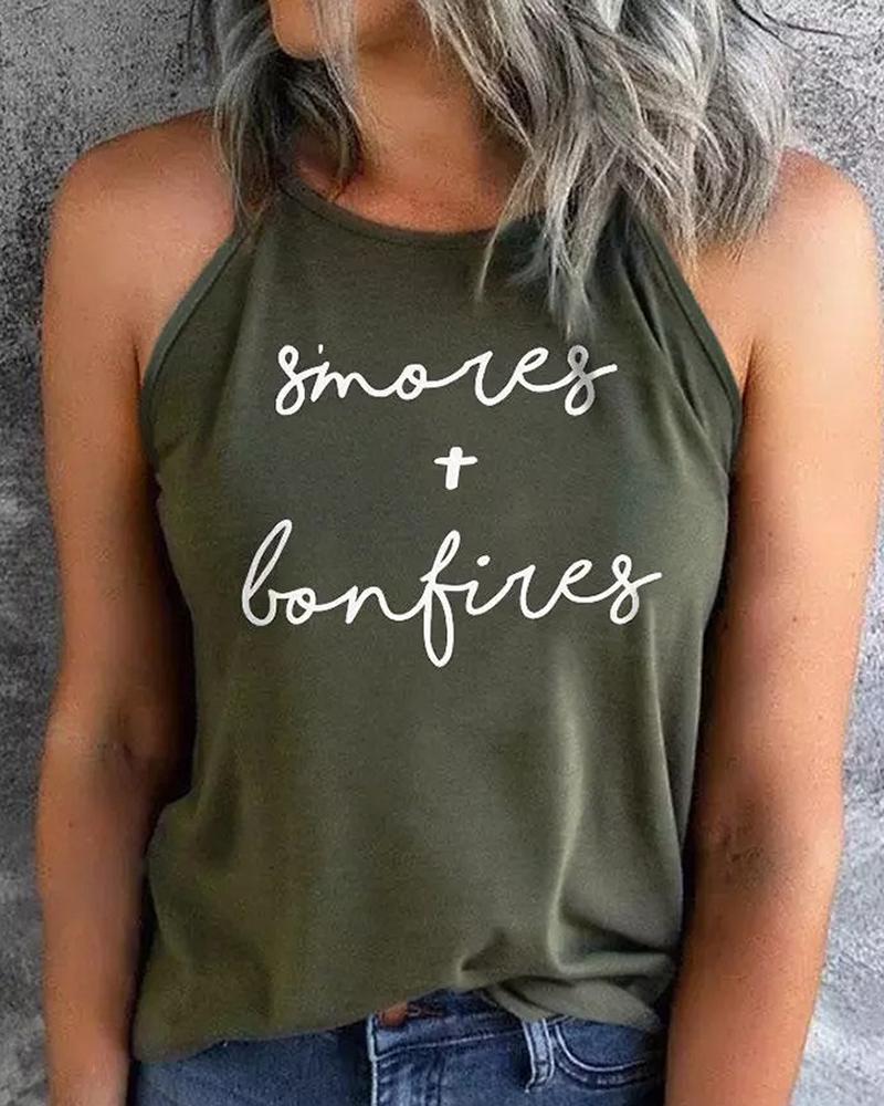 

Letter Print Tank Top, Army green